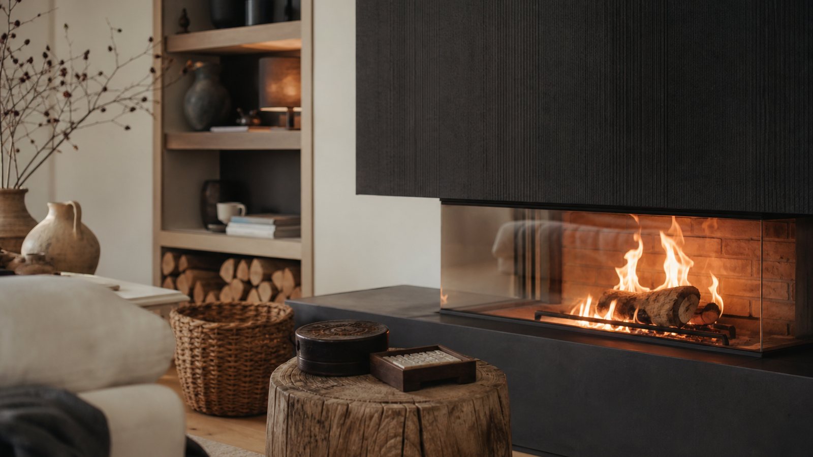 Projet de cheminée design sur mesure avec plans, échantillons de matières et devis détaillé