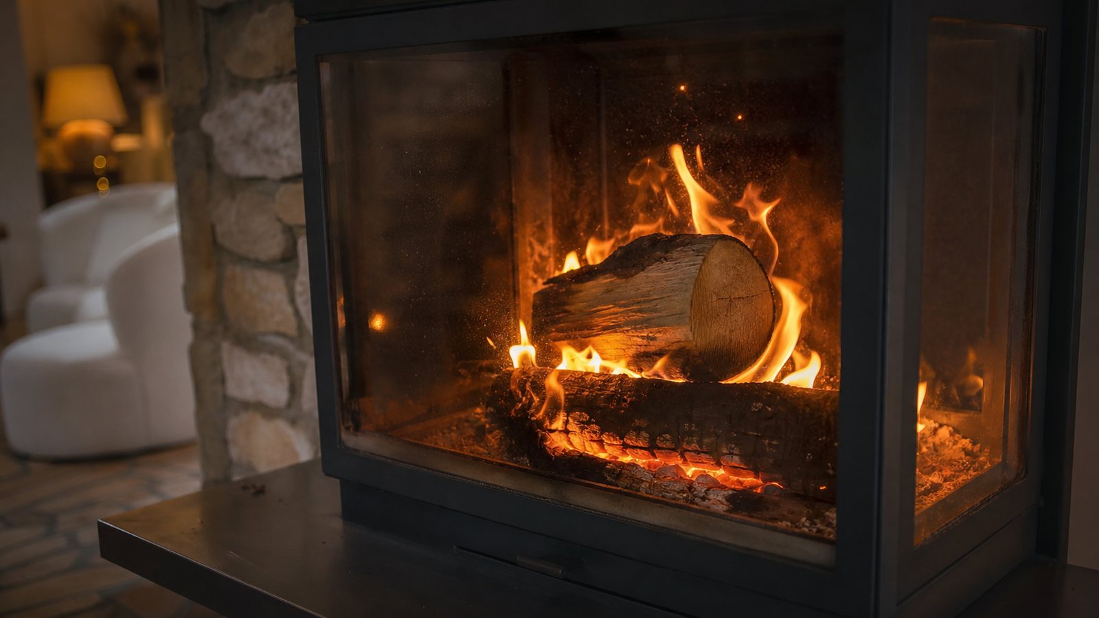 Foyer fermé design à haut rendement offrant une combustion propre et une flamme claire